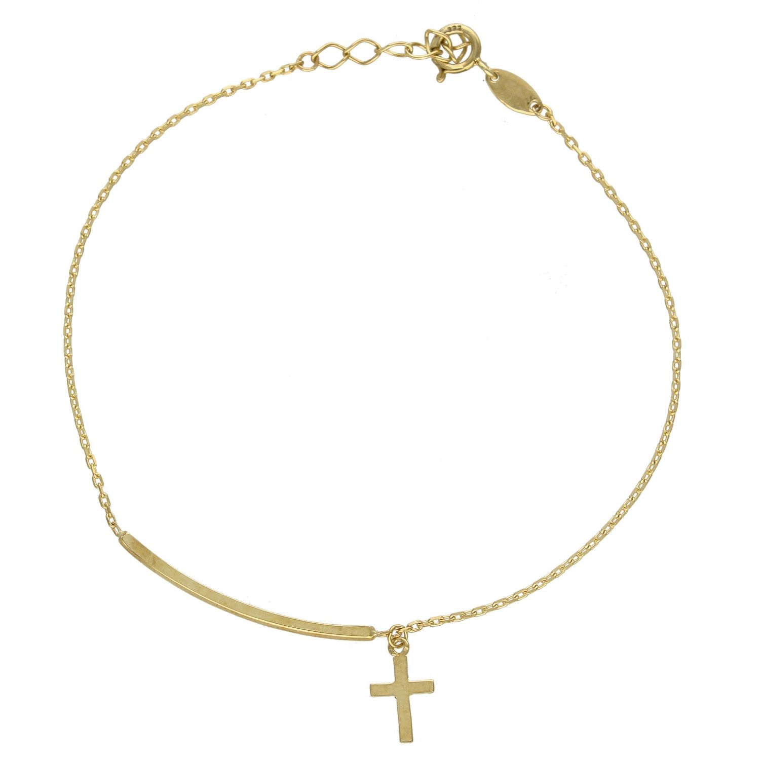 Złota bransoletka celebrytka łańcuszek ze sztywną wstawką i krzyżykiem BR 3632A.jpg